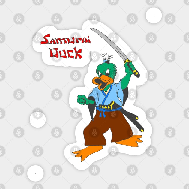 Samurai Duck Sticker by Loose Tangent Arts